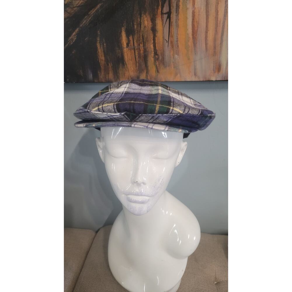 Vintage HatStart USA Tartan Plaid Ivy Newsboy Flat Cap Union Made Medium NOS